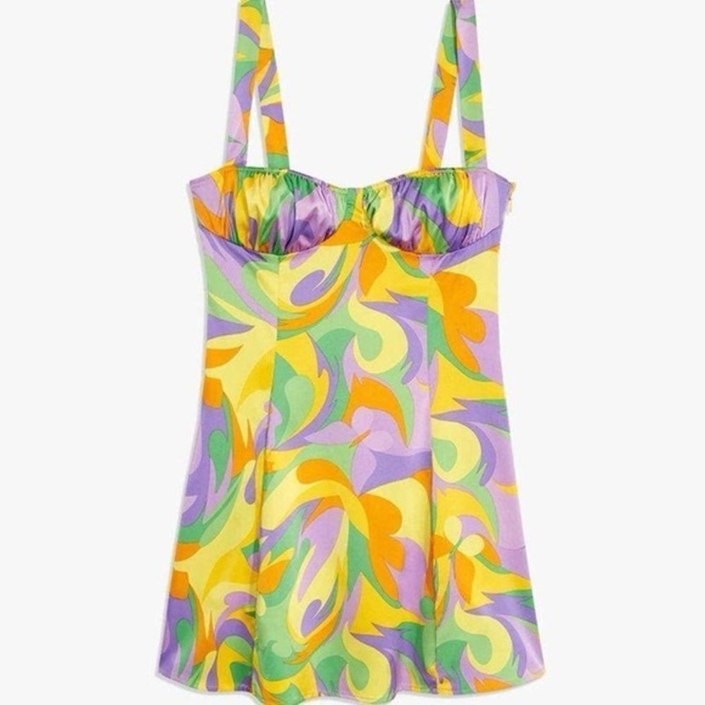 Danielle Bernstein WhoWoreWhat Ruched Bralette Retro Mini Dress-Size XS